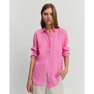 Zara pink linen button up shirt XS